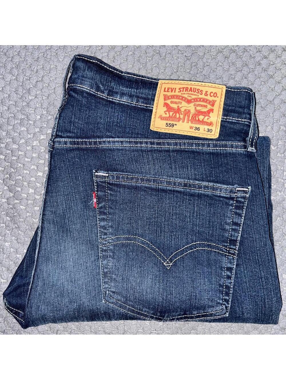 Levi's 559 Relaxed Straight Jeans Mens 36X30 Blue Denim WaterLess 5 Pocket
